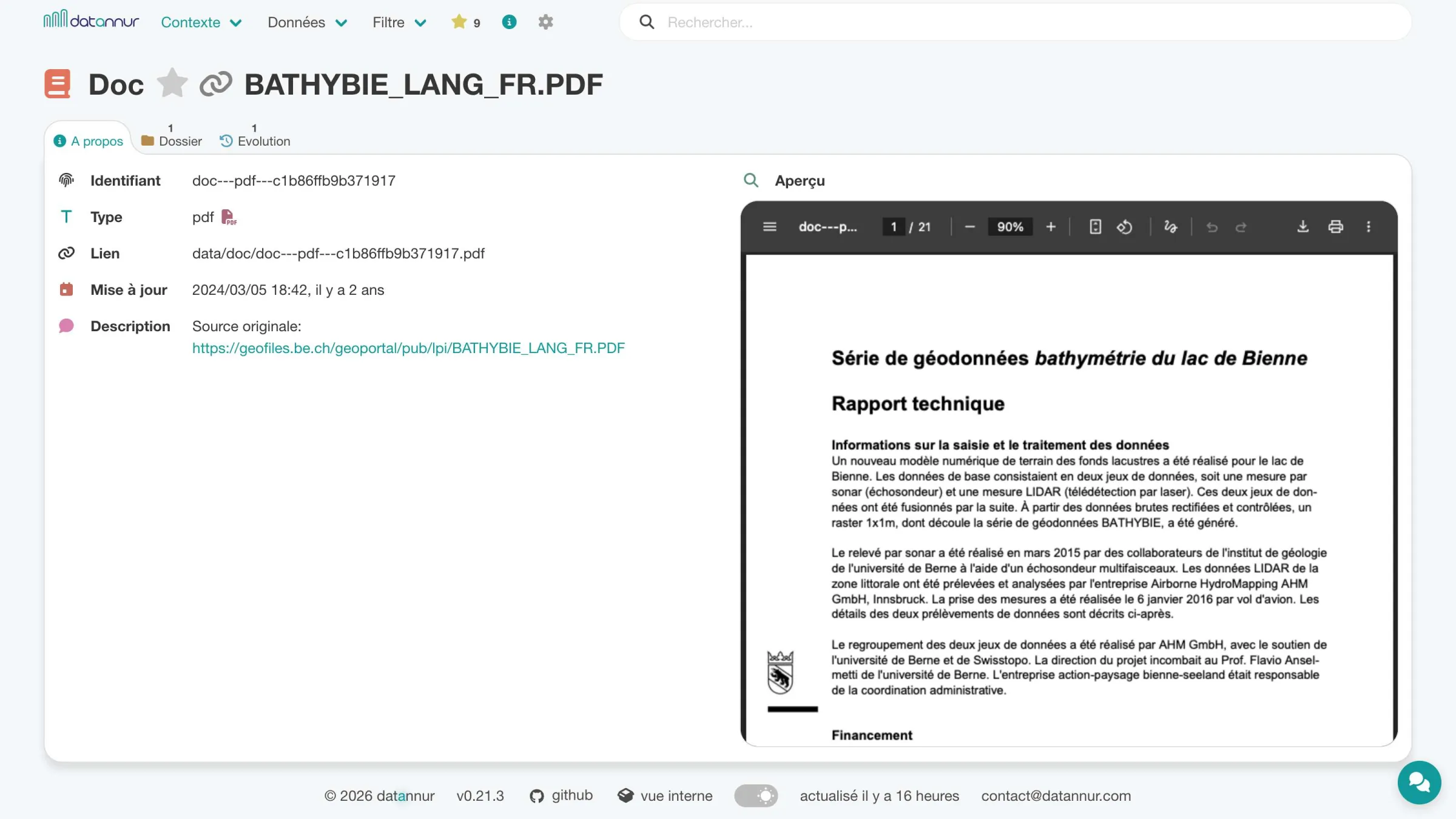 Document PDF ouvert dans le catalogue